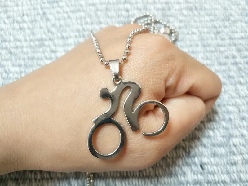 Punk Cool Bicycle Riding Cycling Men Necklace Figure Bike Rider Sport Jewelry Gift Male Stainless Steel Chain | Украшения и