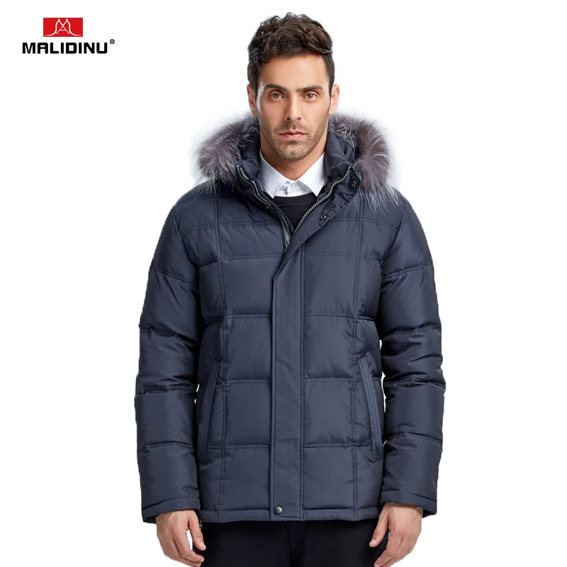 MALIDINU 2022 New Men Down Jacket Brand 70% White Duck Down Winter Jackets Men Down Coat Parka Fox Fur Collar Puffer Jacket Men