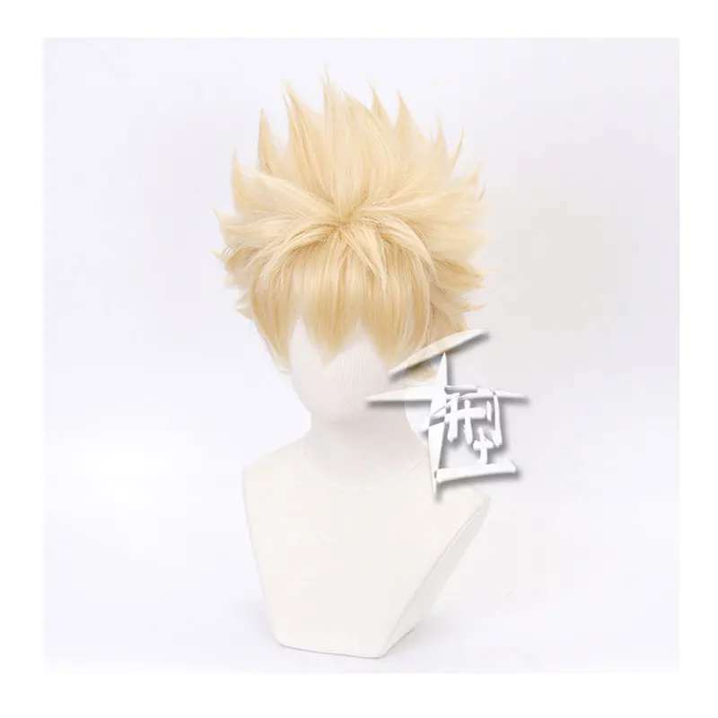 

Anime My Hero Academia Baku No Hero Bakugou Katsuki Bakugo Short Linen Blonde Heat Resistant Cosplay Costume Wig