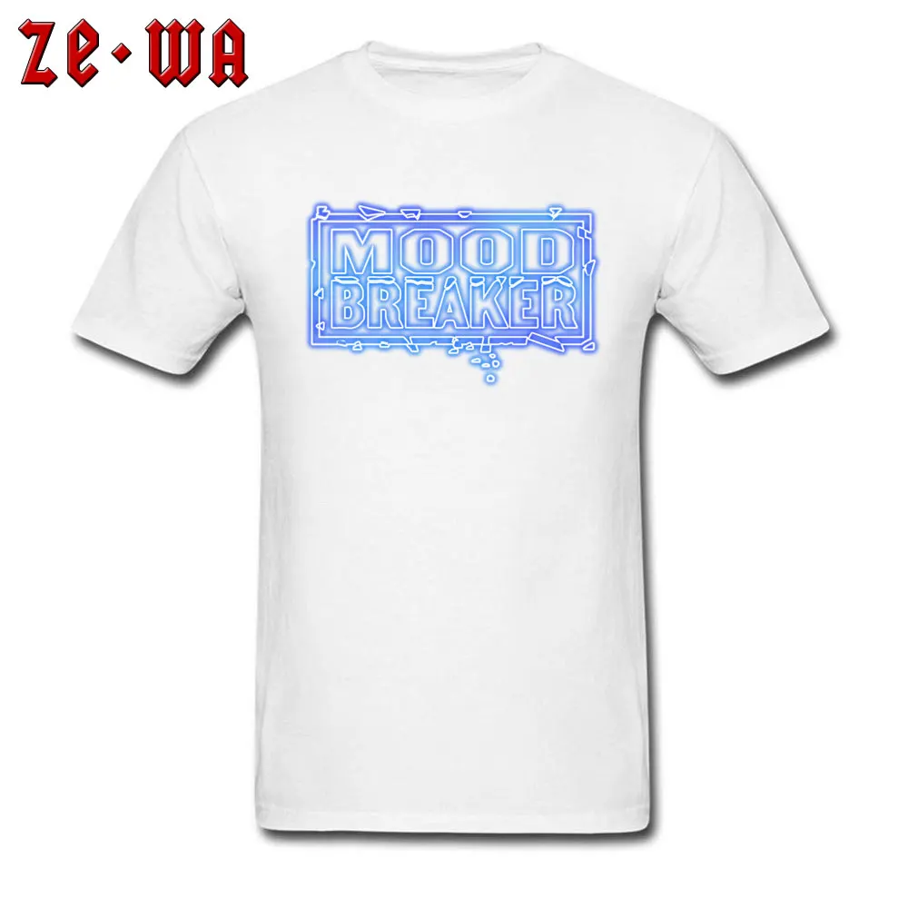 Синие дизайнерские футболки с коротким рукавом надписью Mood Breaker из хлопка