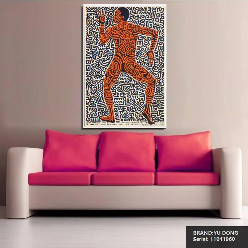 Кит ХАРИНГ Оригинальный Поп АРТА ЖИКЛЕ плакат печать на холсте Мультфильм