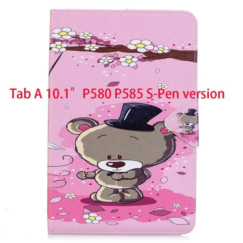 B014 Чехол для планшета для samsung Galaxy Tab A, A6, 10,1,, P580, P585, SM-P580, с S ручкой, чехол, модный, для девочек, с кошкой, с подставкой, кожаный чехол - Цвет: B014