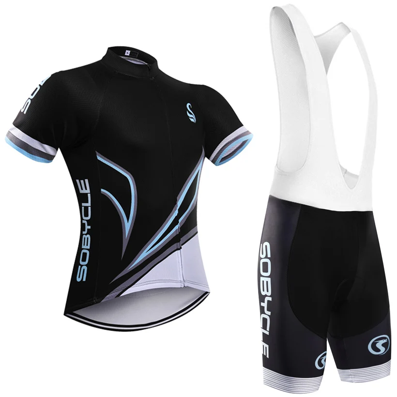 sobycle Black pro велосипедные топы 9D pad нагрудники шорты форма Ropa Ciclismo мужские летние дышащие bi-велосипеды Maillots Culotte