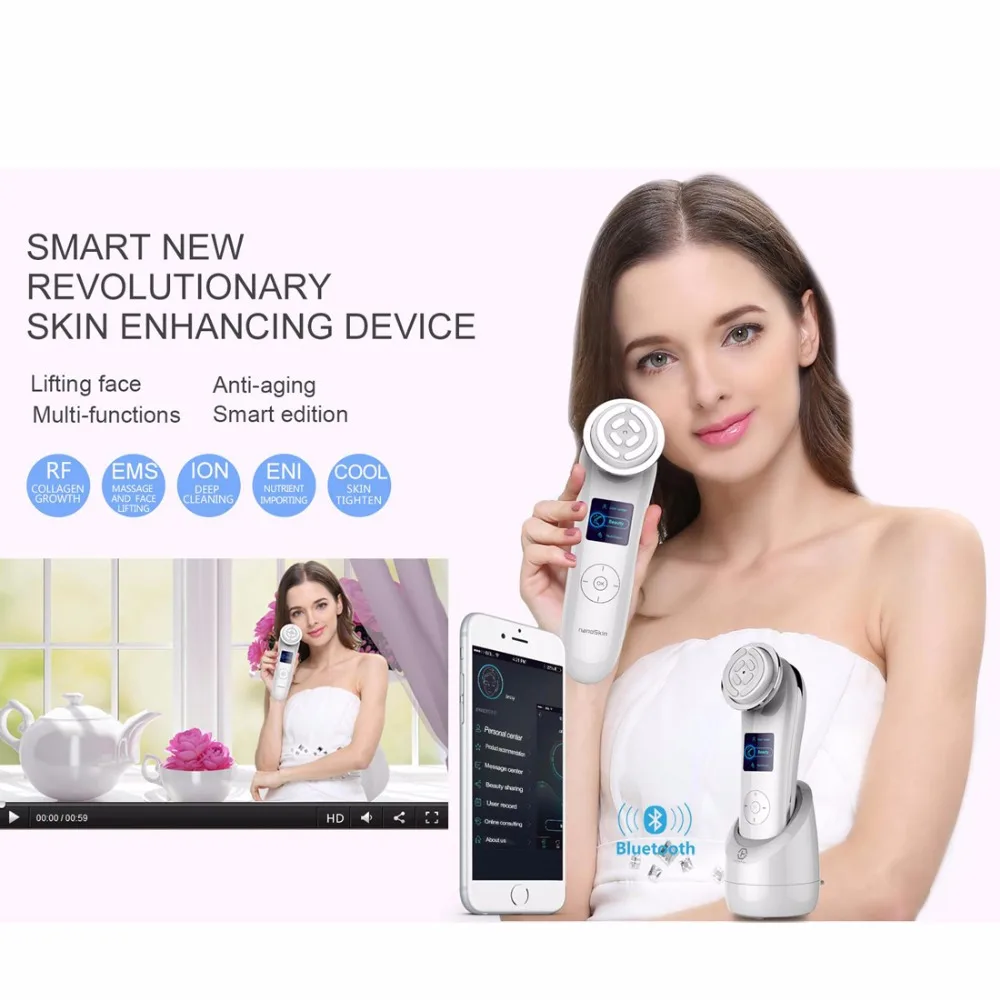 Умный RF Beauty аппарат для лифтинга кожи лица омоложение Вибрационный массажер