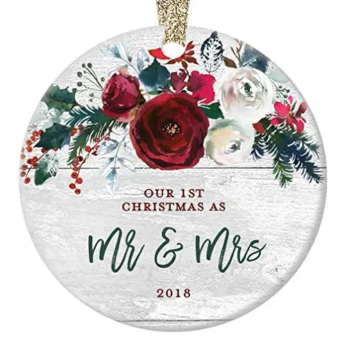 style 2 Наш 1st Рождество Mr& Mrs керамический орнамент, первый замуж подарок для молодоженов невесты GroomPresent Keepsake подарок - Цвет: style 2