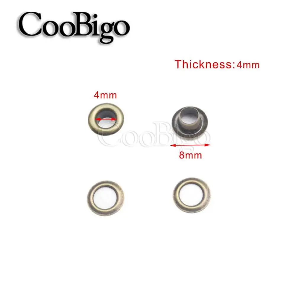 Dia.4mm AntiqueBrass 500 наборы металлических люверсов с люверсами диаметром 2 мм~ 6 мм для скрапбукинга своими руками Кепка кожевенное ремесло обувь ремень сумка бирка аксессуары для одежды - Цвет: Dia.4mm AntiqueBrass