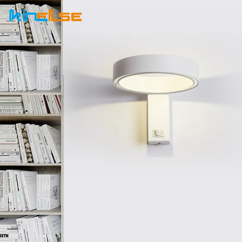 

Modern LED Wall Lamps Knob Switch 7W Reading Light AC90-260V Bedside 350 Degree Rotation Direction Adjustable Indoor Lighting