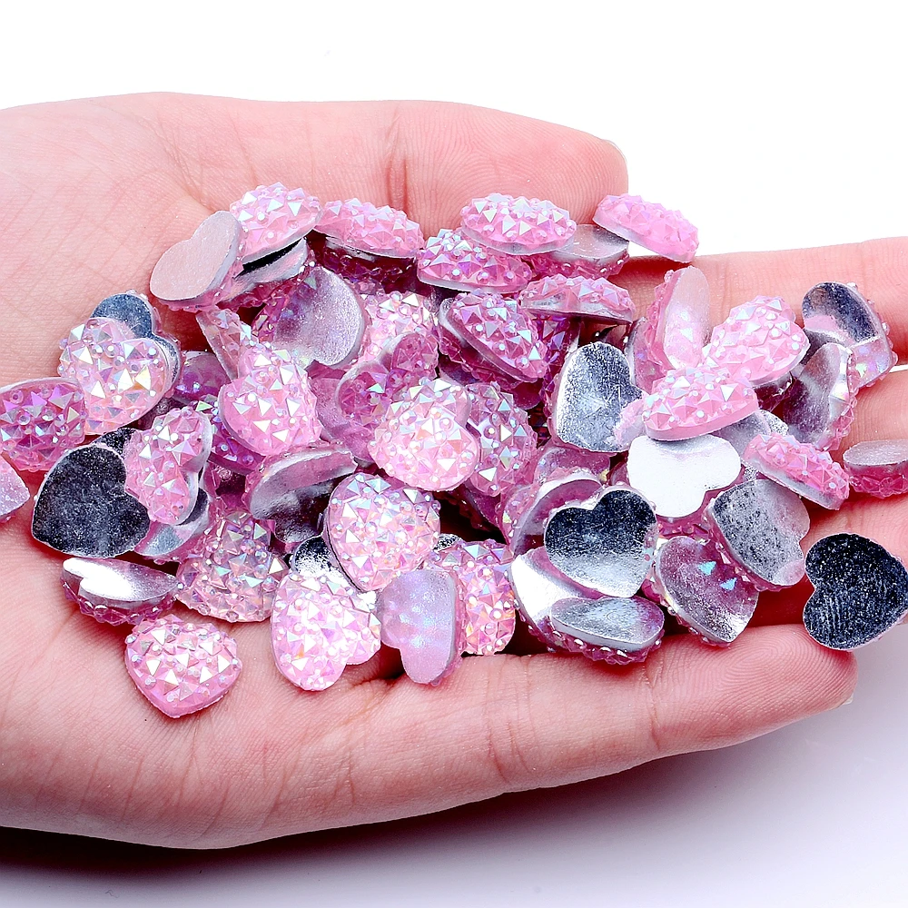 40/200pcs 12mm Heart Shape Flatback Resin Rhinestones Without hole Crocodile Skin Texture Beads Gems DIY Scrapbooking Decoration | Украшения