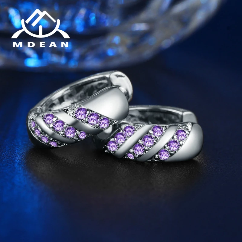 Золотистые серьги кольца MDEAN для женщин голубые циркониевые AAA помолвки модные