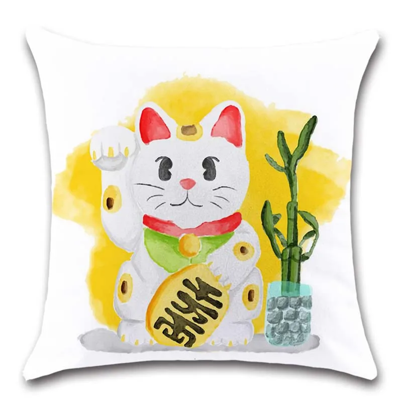 11 Lucky Fortune cats белая наволочка украшение домашний диван магазин ресторан кресло, автомобильное сиденье дети спальня друг подарок наволочка - Цвет: 11