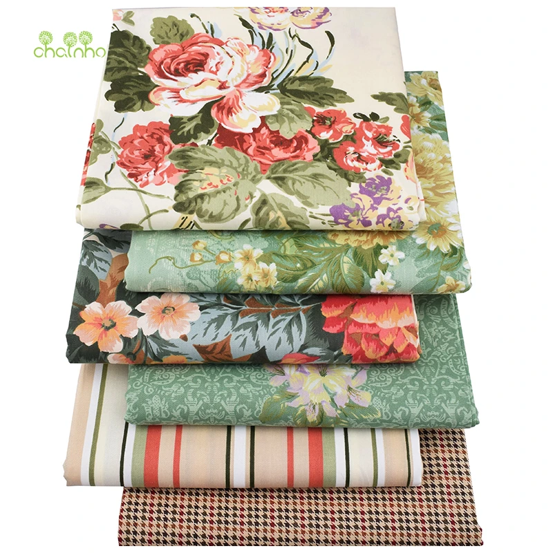 

Chainho,Floral Series,Printed Twill Cotton Fabric,For DIY Quilting Sewing Baby&Child Sheet,Pillow,Cushion Material,Half Meter