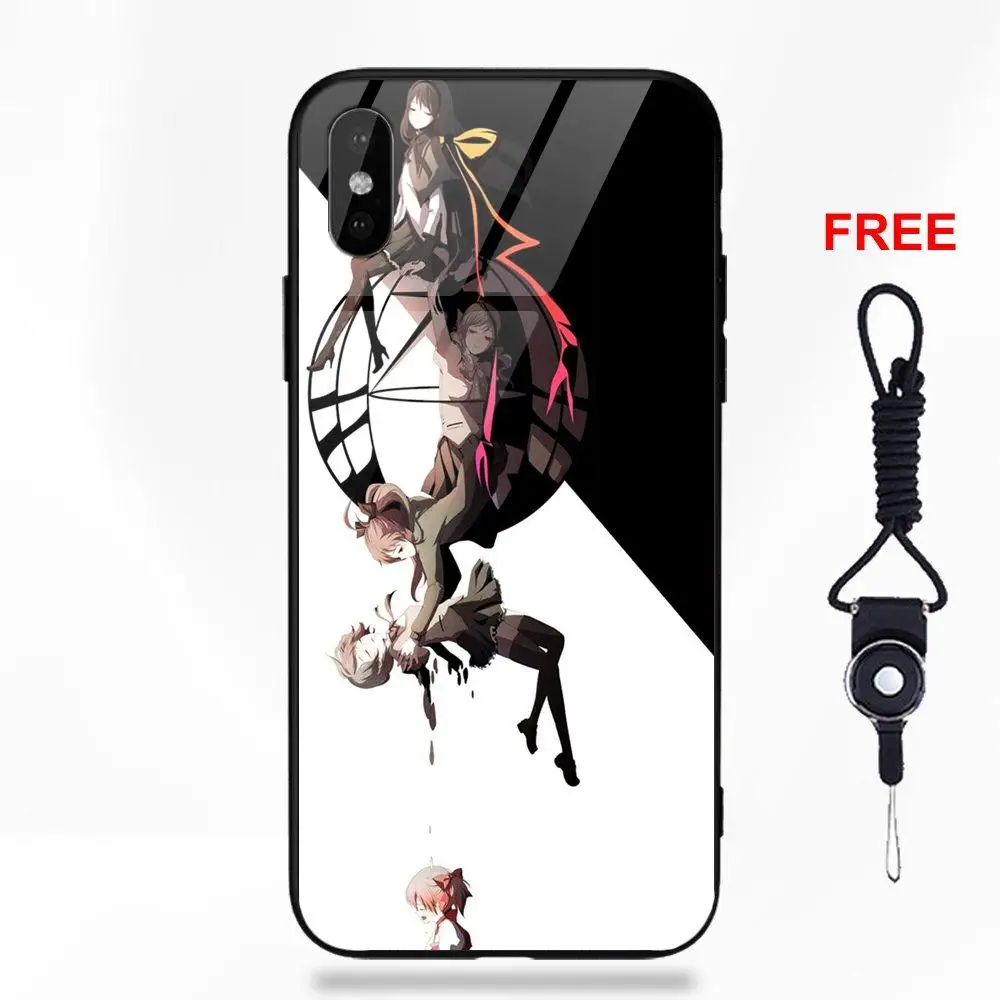 Мягкий ТПУ чехол + закаленное стекло узор аниме девушка Puella Мадока Magica для Apple iPhone