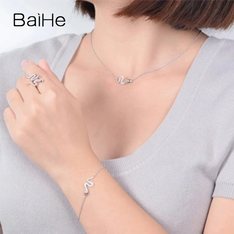 BAIHE Твердые 18 К желтого золота 0.22ct сертифицированные H/SI 100% натуральные