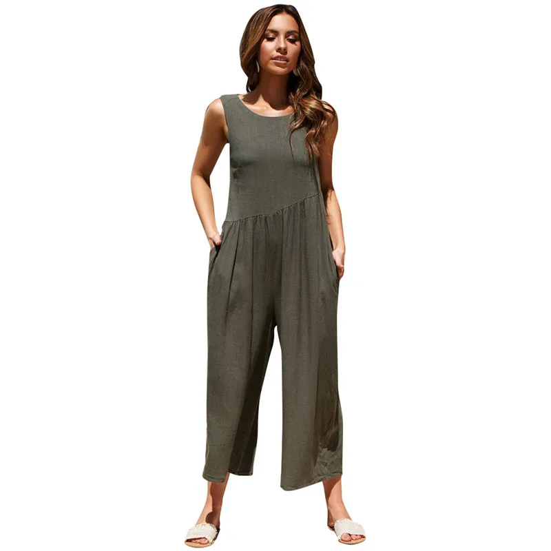 Jumpsuit new women's solid color vest jumpsuit nine pants sexy costumes jumpsuits for women 2019 streetwear body mujer vadim | Женская