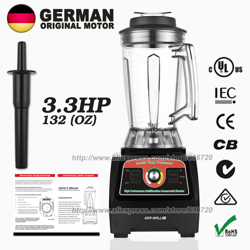 BPA-Free G7400 3.3HP 2800 Вт Профессиональная ледяная бритвенная машинка высокоскоростная медленная соковыжималка черная 3.9л 57000-пиковая