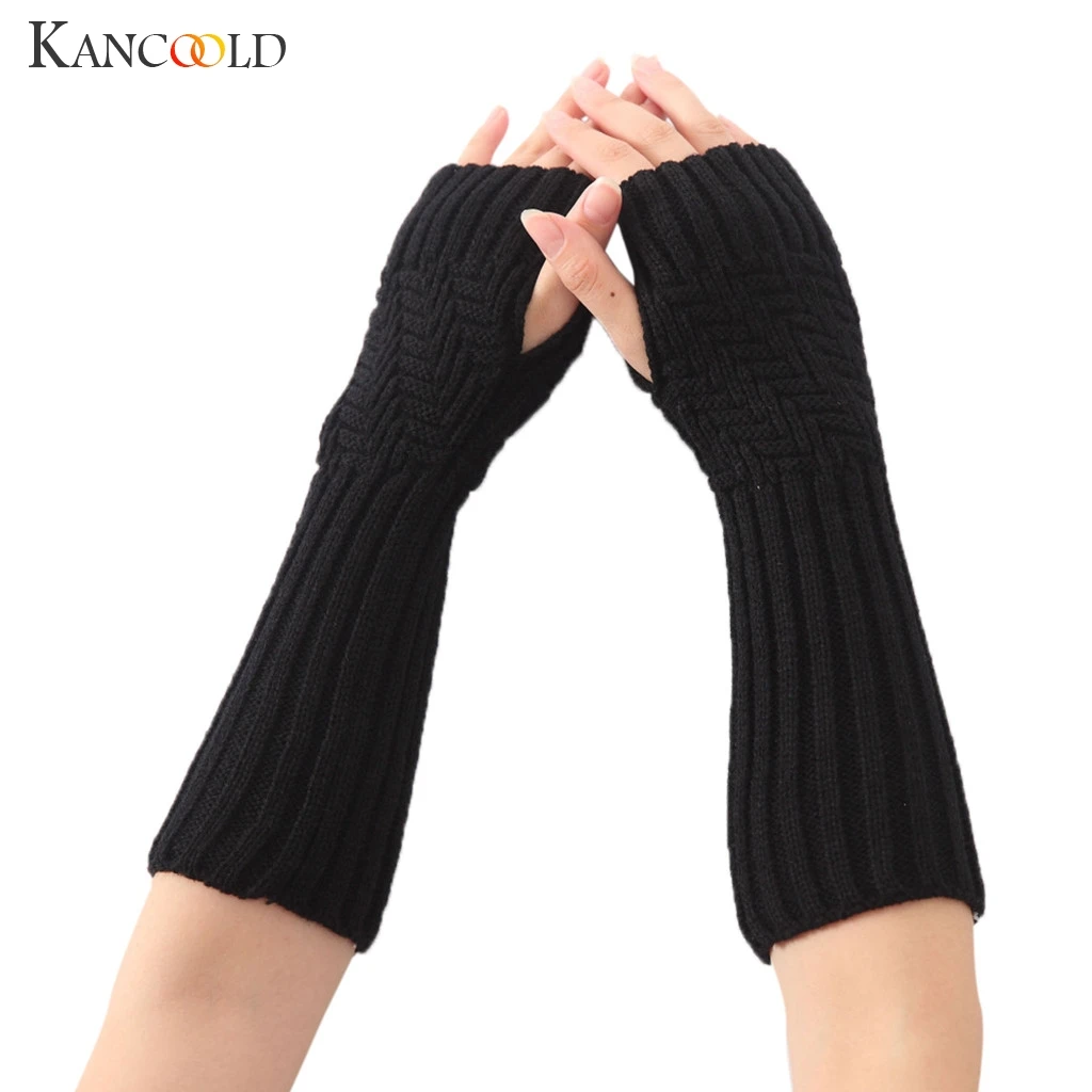 KANCOOLD перчатки женские зимние однотонные запястья руки теплые однотонные вязаные длинные перчатки без пальцев перчатки Модные Перчатки женские 2018NOV28