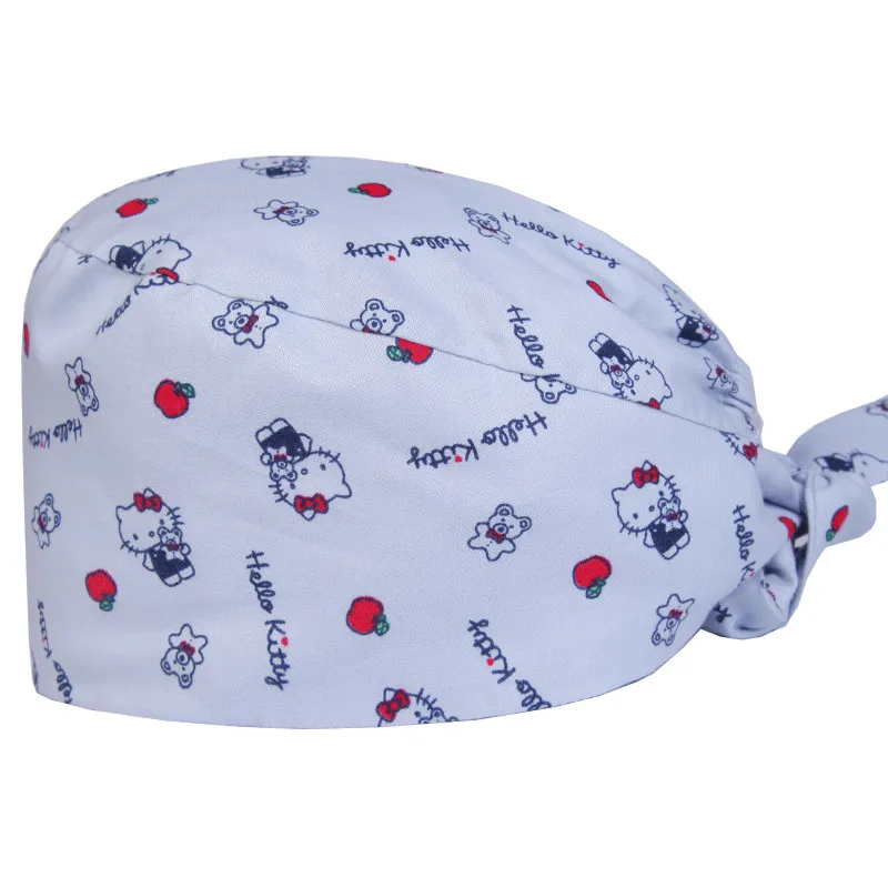 Scrub Cap Серый анимированный хлопок печать хирургическая крышка скраб медицинские шапочки для женщин стоматологи шляпа Регулируемая операционная рабочая Tieback cap s - Цвет: Scrub Cap