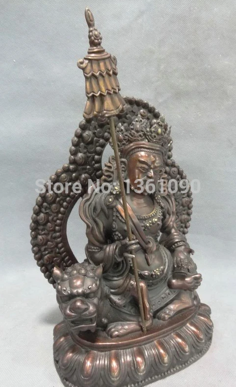 

xd 00841 11" Tibet Pure Bronze Vaishravana Wealth Treasure Heavenly King Buddha Statue