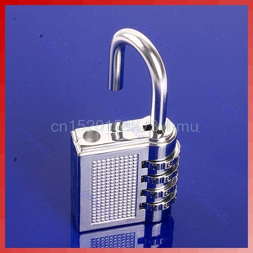 

Solid 4 Digit Resettable Combination Lock Password Plus Padlock Silver