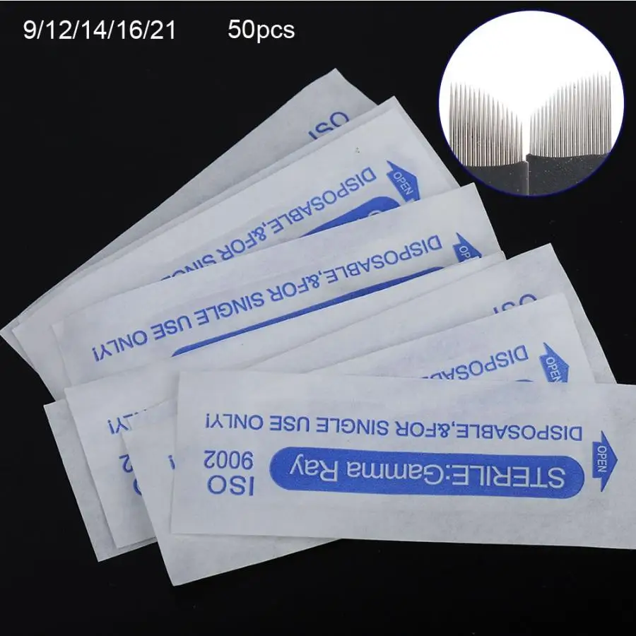 50 шт. мануального татуажа бровей иглы для глаз средства ухода за губами