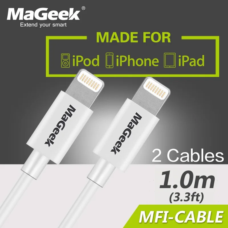 Мобильный телефон MaGeek [2 шт.] кабель Lightning USB сертифицированный MFi для iPhone Xs Max X 8 7 6