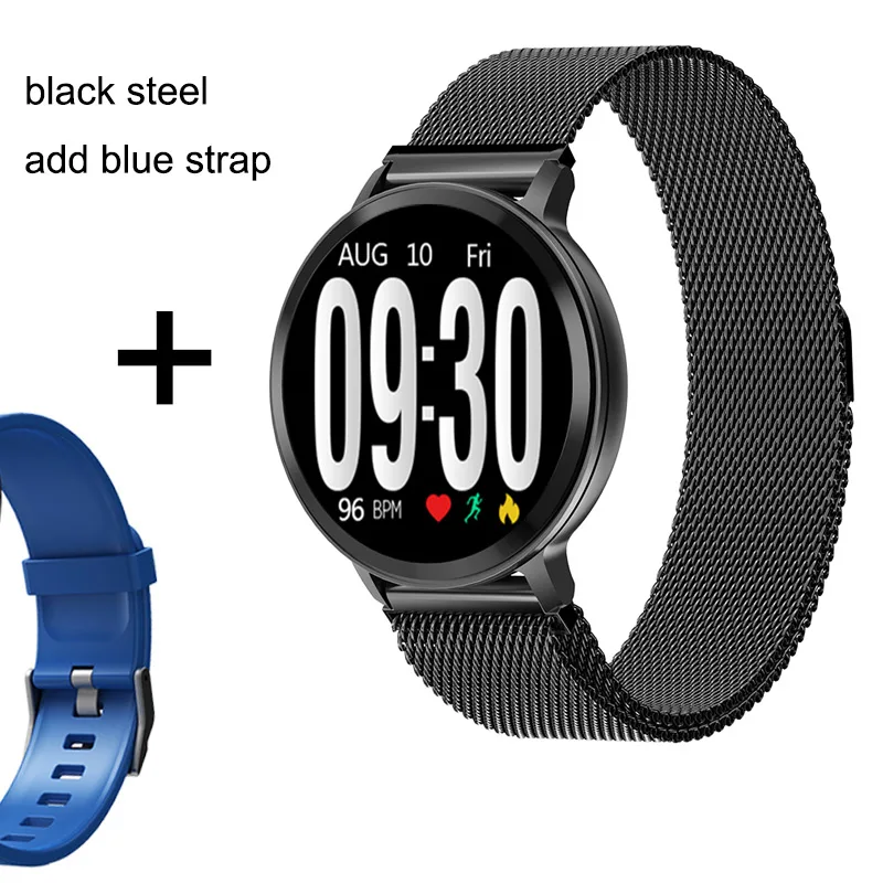 S8 add blue silical Смарт-часы с Bluetooth, мужские часы для измерения артериального давления, женские Смарт-часы, водонепроницаемые спортивные часы с трекером, WhatsApp для Android Ios - Цвет: S8 add blue silical