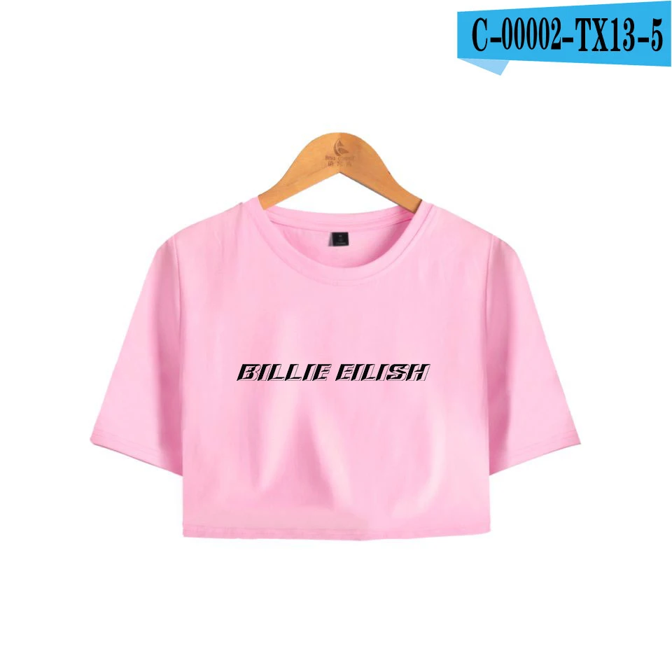 Billie Eilish,, топы, футболки, женские летние шорты, футболка, Женская сексуальная одежда, хит-хоп, повседневная, Harajuku - Цвет: Pink