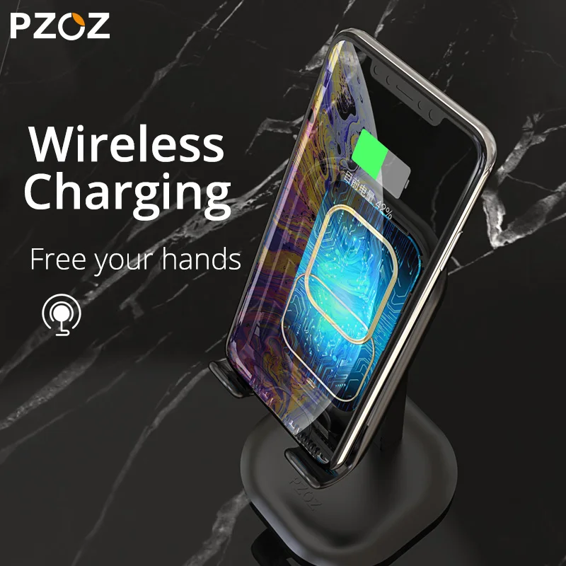PZOZ 10 Вт Qi Беспроводной Зарядное устройство Держатель для телефона кронштейн зарядки док-станция для iPhone X XS max XR 8 плюс samsung Galaxy S9 S10 S10
