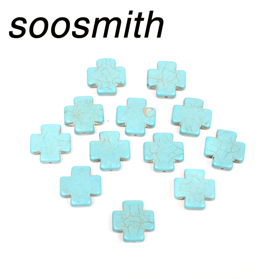 Soosmith квадратные синтетические крест сделанные из бирюзы свободные бусины для