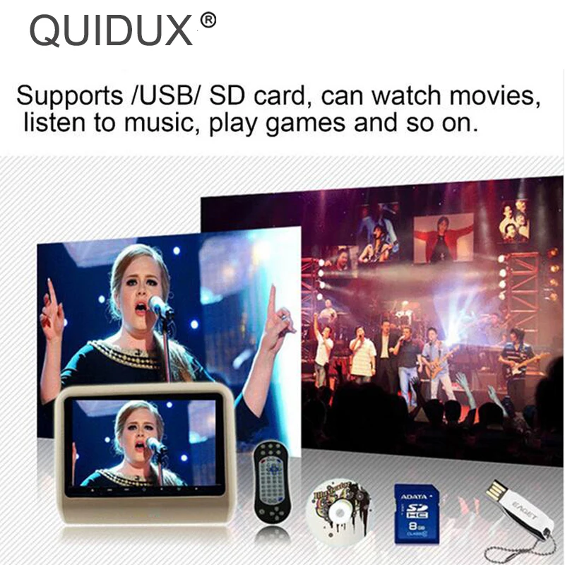 QUIDUX 10,1 дюймов HD Автомобильный подголовник dvd-плеер подголовник TFT lcd экран RCA монитор аудио видео Encosto de Cabeca com DVD