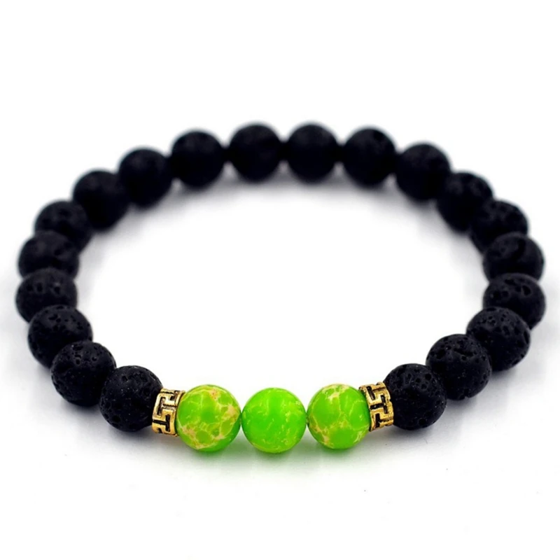 Новый дизайн высококачественный браслет из черного лавового камня регалитовые
