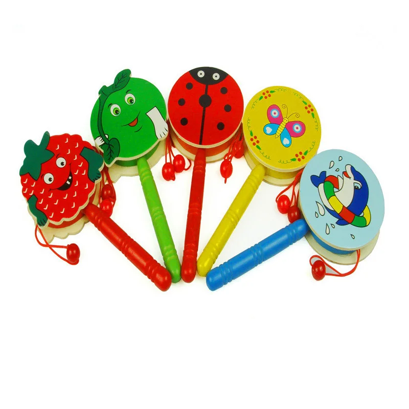 Традиционная игрушка для раннего детства деревянная погремушка с героями