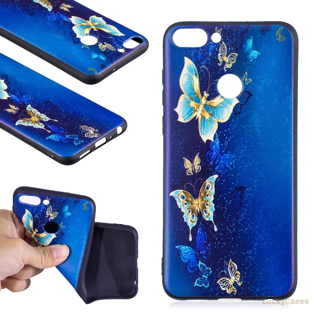 Чехол для huawei P Smart Cover усиленный 3D цветок панда стерео рельефная живопись ТПУ