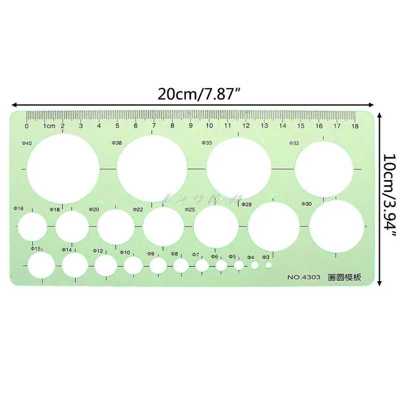 Plastic Ruler Green Circles Geometric Template Stencil Students School Accessories | Канцтовары для офиса и дома