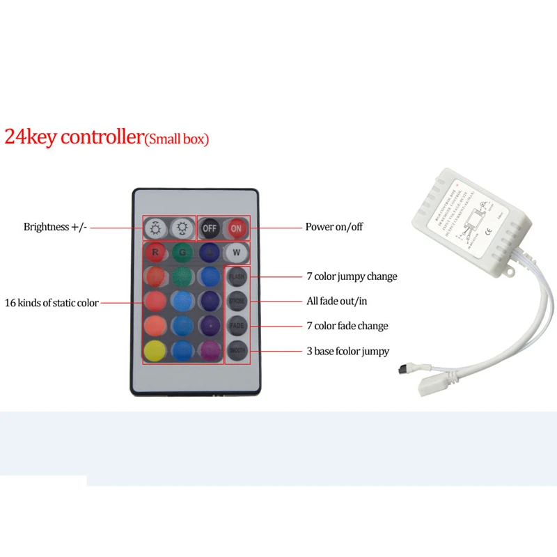 24 key box Высокая яркость SMD 5050 светодиодный полосы DC12V Тира светодиодный свет 5 м/рулон 300 светодиодный гибкая световая полоска не обладает водонепроницаемостью: декоративная подсветка для дома - Испускаемый цвет: 24 key box