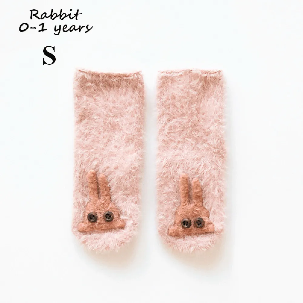 rabbit-S Новинка; 1 пара детских носков; сезон осень-зима; милые детские носки с героями мультфильмов для новорожденных; мягкие теплые носки из кораллового флиса для малышей - Цвет: rabbit-S