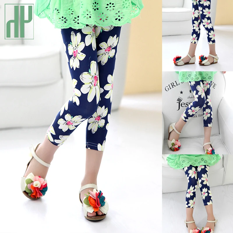 2016 модные узкие карандашные штаны для девочек с цветочным принтом Детские