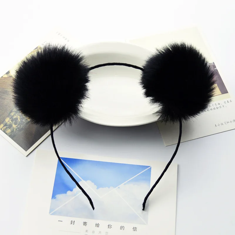 1 шт. Прекрасная детская ободок для волос с кроличьими ушками, плюшевым шариком и большим венком на голову.