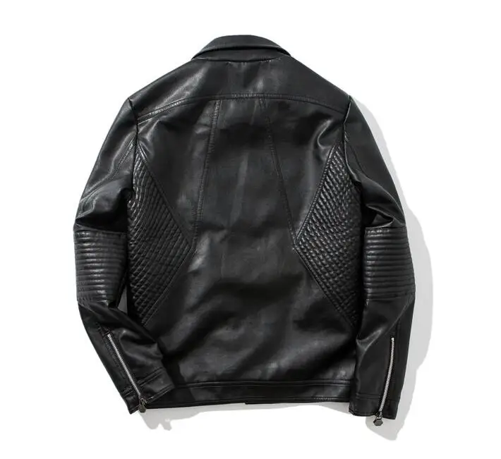 HOT Men's Fashion zipper leather jacket locomotive large lapel Coat 2018 Autumn new tide men motorcycle clothes | Мужская одежда