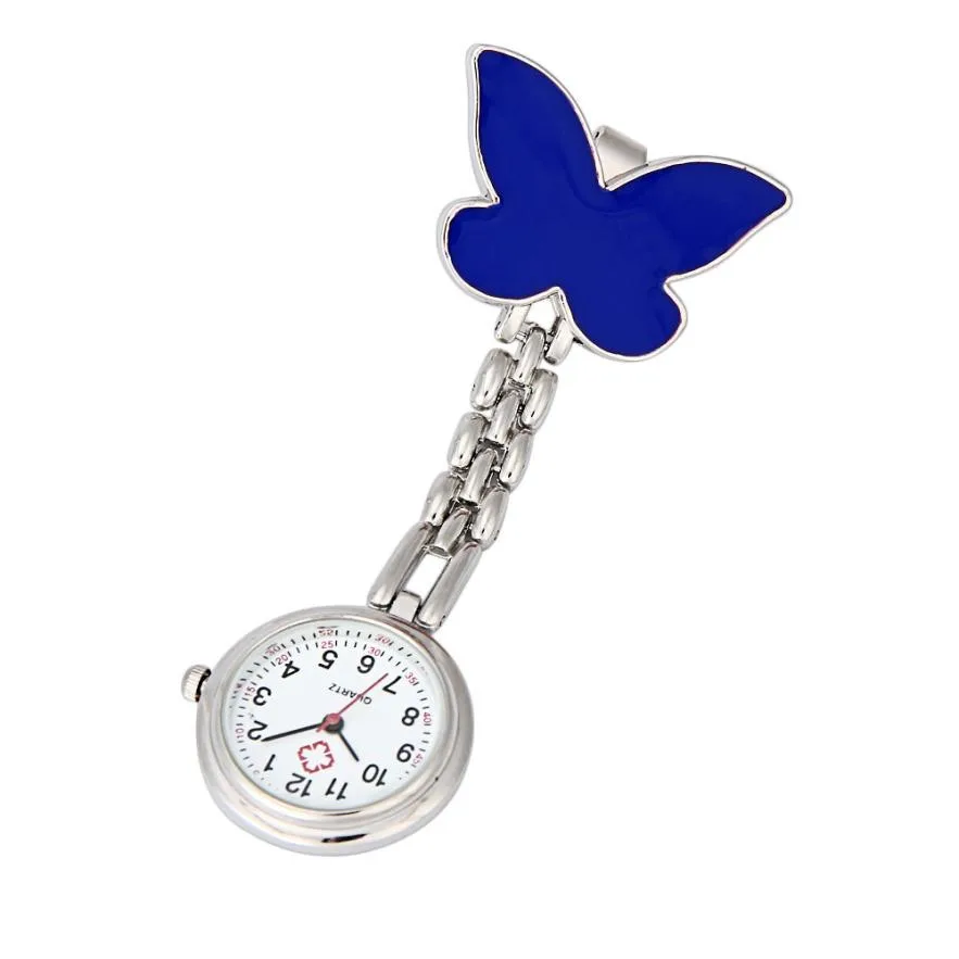 

Fashion Pocket Watches Clip-on Fob Brooch Pendant Hanging Watch Women Butterfly Design Watches Doctor Nurse Pocket Watch L30