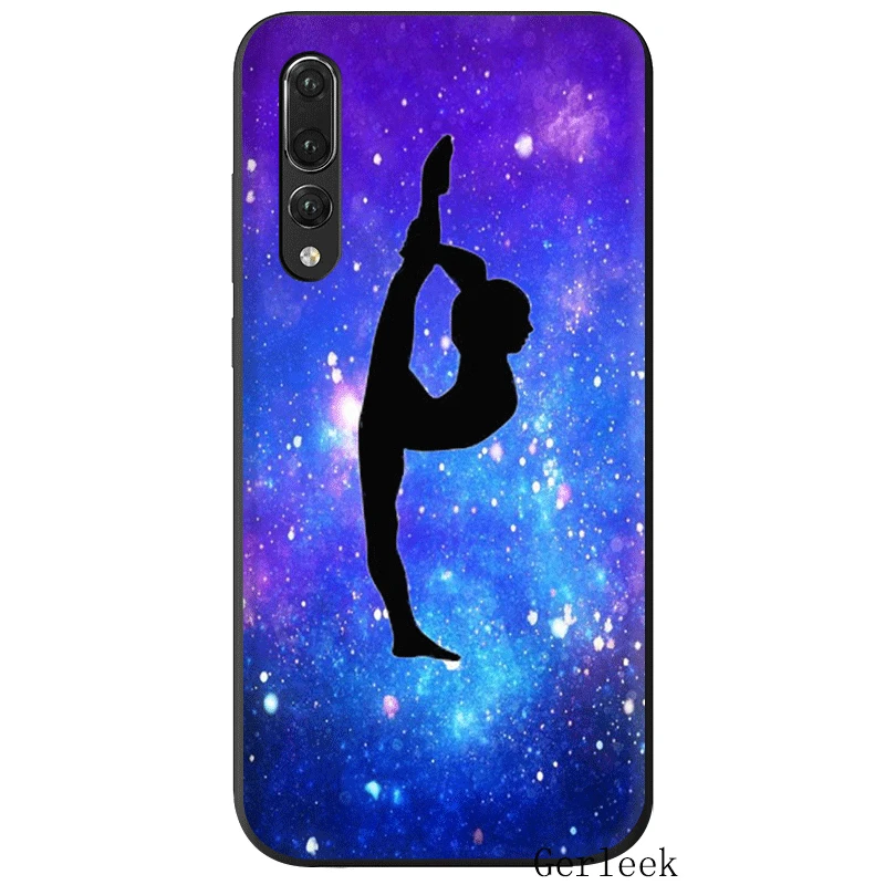 Черный мягкий чехол из ТПУ с изображением любви и гимнастики для Huawei P8 P9 P10 Lite P20 Pro