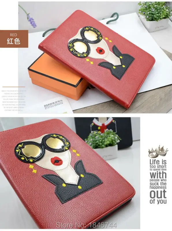 Краска искусственная кожа флип Очки Вышивка Чехол для iPad Mini 2/3/4 9.7 ''откидная