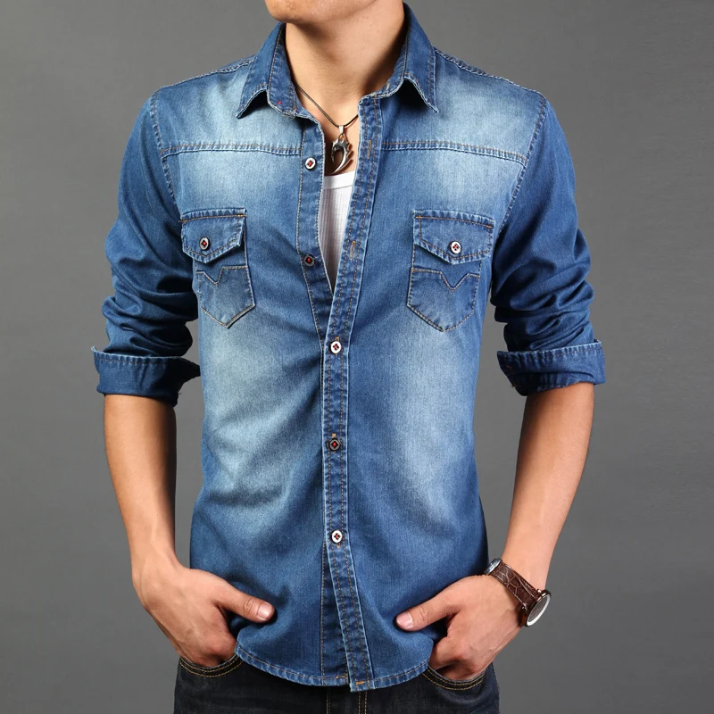 2015 Slim Retro Vintage Denim Shirts 