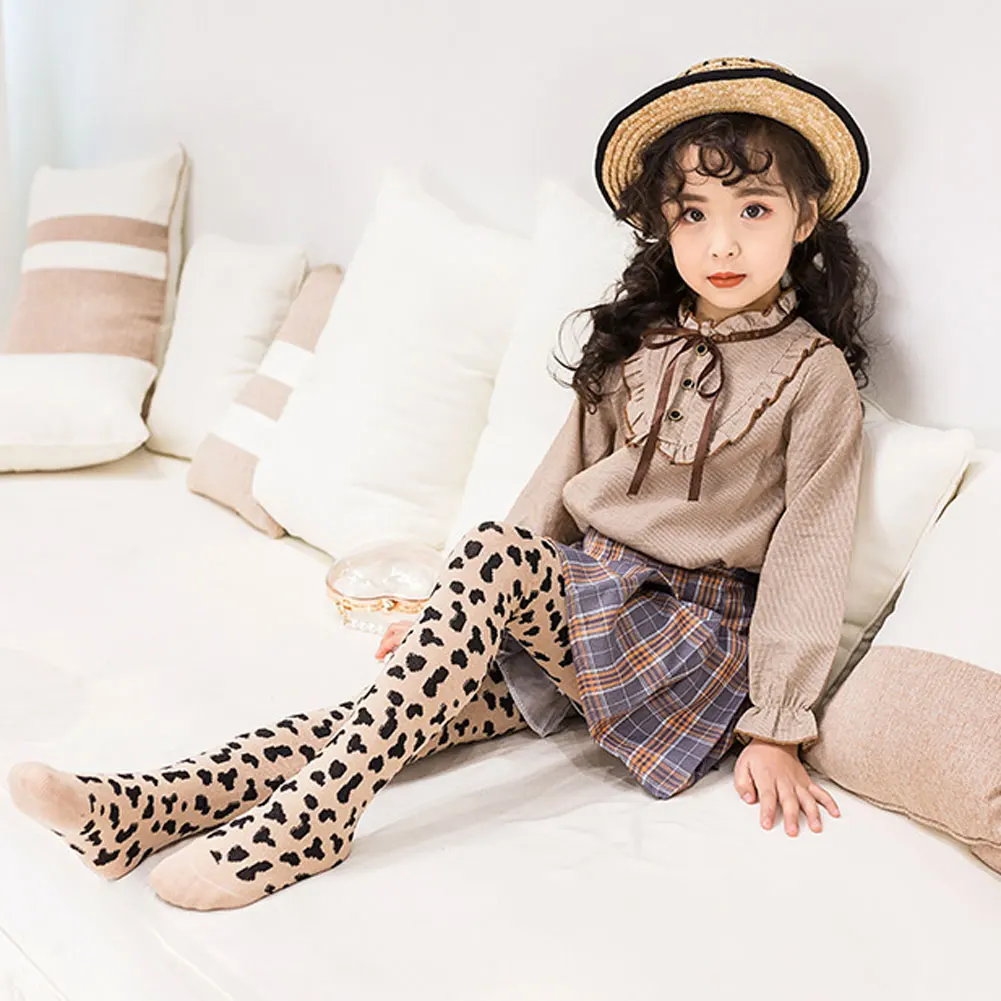 Новинка, Детские леопардовые колготки из хлопка для маленьких девочек, чулки, штаны, Чулочные изделия, колготки