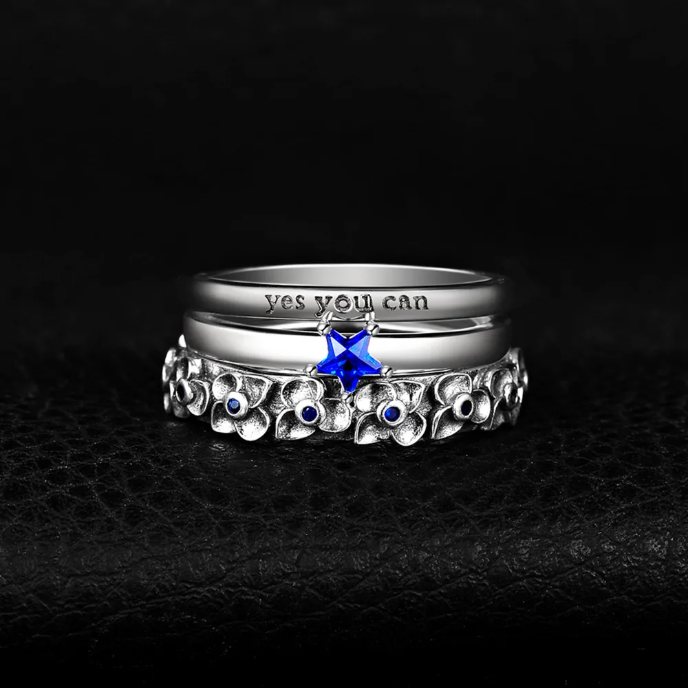 JewelryPalace Star Форма с голубой шпинелью кластера цветок выгравированы да вы можете