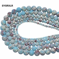 wholesale synthetic stone blue snakeskin round loose beads for jewelry making diy bracelet necklace 4 6 8 10 12 mm strand 15