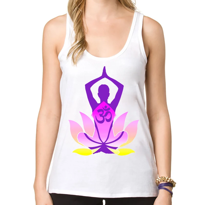 2018 женские топы на бретельках Ом Намасте с цветочным принтом лотоса Женский