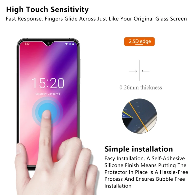 2 шт./лот закаленное стекло для UMIDIGI One Max Защитное экрана 2.5D 9H защитная