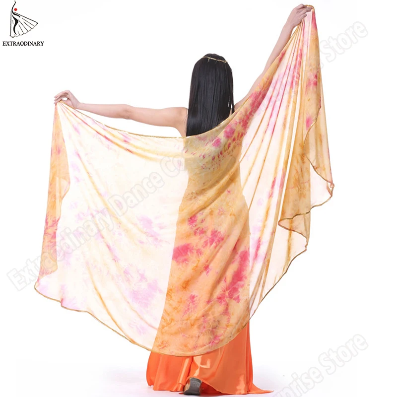 

New Belly Dance Chiffon Veils Stage Performance Hand Thrown Scarf Shawl Chiffon Veil Silk 250cm*120cm Semicircle