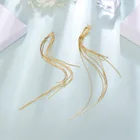 Женские Геометрические серьги Shineland, Модные металлические серьги-подвески с кисточками, эффектные ювелирные изделия для подарка
